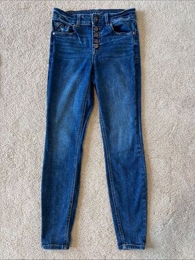 Edgely High-Rise Blue Skinny Jeans with Button-Fly Size 4